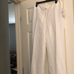 Off-white linen wide-leg pants